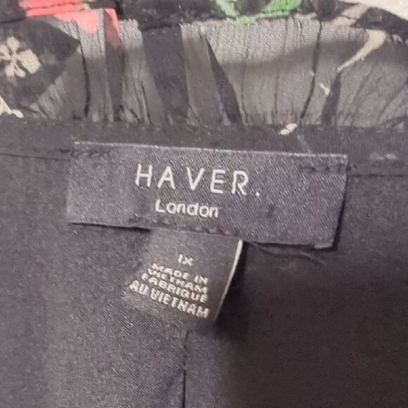 Haver Black and Pink Relaxed Ruffled Blouse - Picture 2 of 6